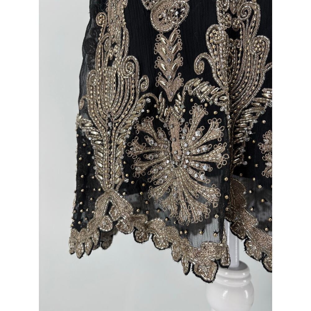 Ralph Lauren Beaded Embellished Formal Skirt Black Gold Embroidered Vintage $3K - Picture 14 of 16
